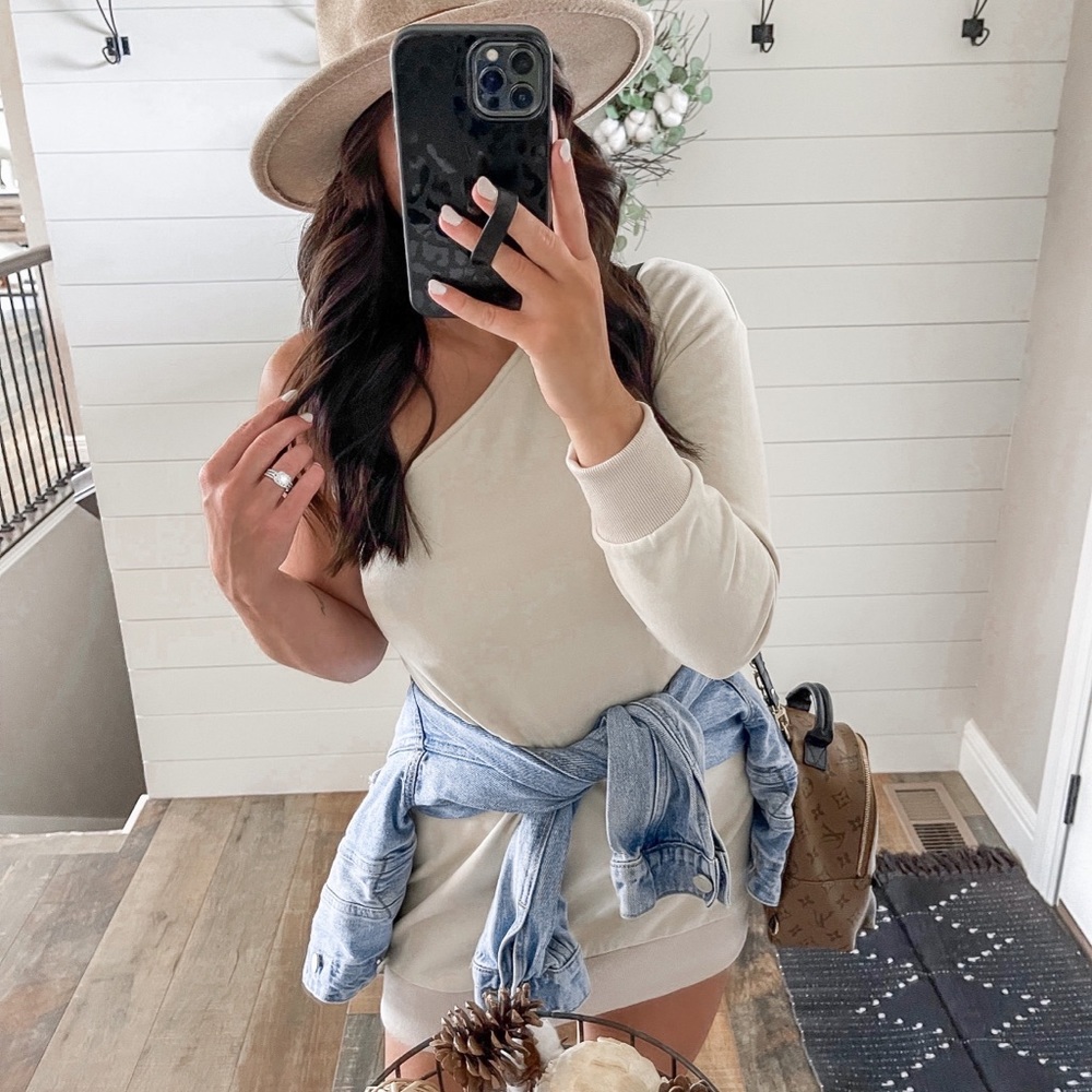 One Shoulder Sweatshirt Dress